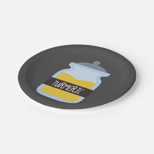 Tummergelbes Gewürz Pappteller (Schrägansicht)