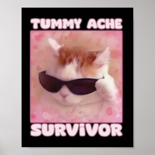 Tummy Ache Survivor Cat Funny Poster (Vorne)