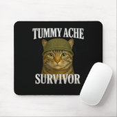 Tummy Ache Survivor Cat Meme Funny Kitten Geschenk Mousepad (Mit Mouse)