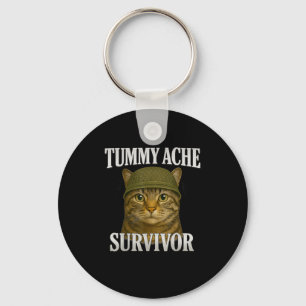 Tummy Ache Survivor Cat Meme Funny Kitten Geschenk Schlüsselanhänger