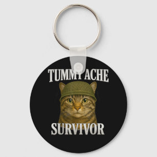 Tummy Ache Survivor Cat Meme Funny Kitten Geschenk Schlüsselanhänger