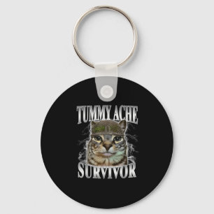 Tummy Ache Survivor Funny Cat Meme Schlüsselanhänger