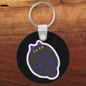 Tummy Chonky Black Cat Keychain Schlüsselanhänger (Vorderseite)