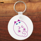 Tummy Chonky White Cat Keychain Schlüsselanhänger (Vorderseite)