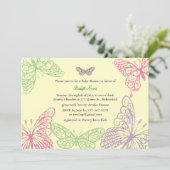 Tummy Flutters Baby Dusche Einladung gelb (Stehend Vorderseite)