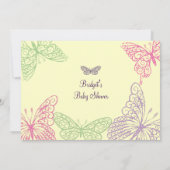 Tummy Flutters Baby Dusche Einladung gelb (Rückseite)