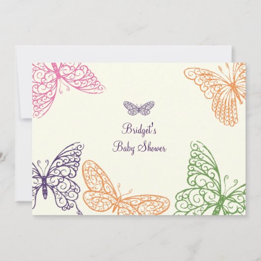 Tummy Flutters Babydusche Invite Elfenbein Einladung (Rückseite)