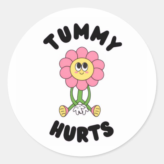 'Tummy Hurts' Cute Funny Health Awareness Sticker (Vorderseite)