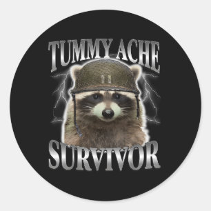 Tumorache Survivor Raccoon Funny Sprichwort Cats M Runder Aufkleber