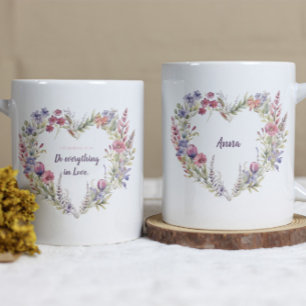 Tun Sie alles in der Liebe Blumenherz Christliche  Kaffeetasse
