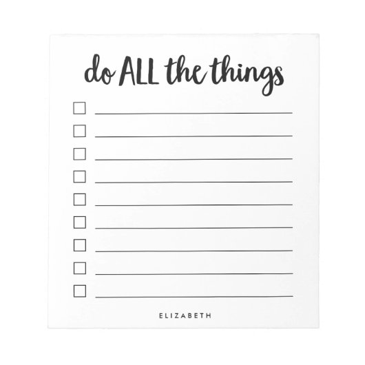 Tun Sie alles | Personalisiert zu verwendende Lind Notizblock (Vorderseite)