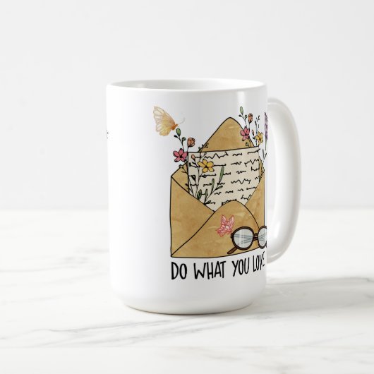 Tun Sie, was Sie Liebe Wildblumen Schmetterlinge B Kaffeetasse (VorderseiteRechts)