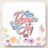 Tun Sie, was Sie zu Joy Floral und Butterfly Zitat Getränkeuntersetzer (Vorderseite)