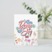 Tun Sie, was Sie zu Joy Floral und Butterfly Zitat Postkarte (Stehend Vorderseite)