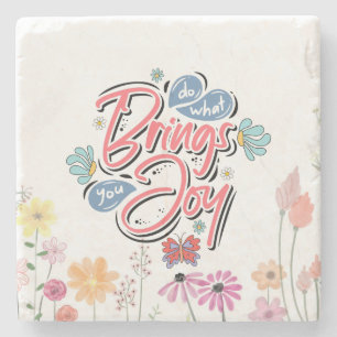 Tun Sie, was Sie zu Joy Floral und Butterfly Zitat Steinuntersetzer