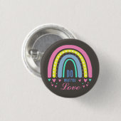 "TUN WAS SIE LIEBE" QUOTE BROWN RETRO BOHO RAINBOW BUTTON (Vorne & Hinten)