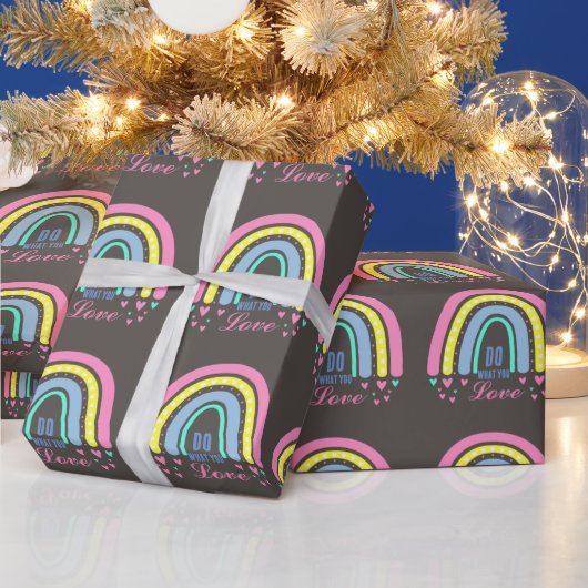 "TUN WAS SIE LIEBE" QUOTE BROWN RETRO BOHO RAINBOW GESCHENKPAPIER (Feiertage)