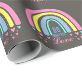 "TUN WAS SIE LIEBE" QUOTE BROWN RETRO BOHO RAINBOW GESCHENKPAPIER (Rolleneckpunkt)