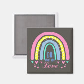 "TUN WAS SIE LIEBE" QUOTE BROWN RETRO BOHO RAINBOW MAGNET (Vorderseite/Rückseite)