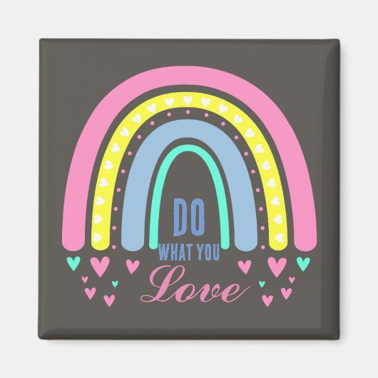 "TUN WAS SIE LIEBE" QUOTE BROWN RETRO BOHO RAINBOW MAGNET (Vorne)