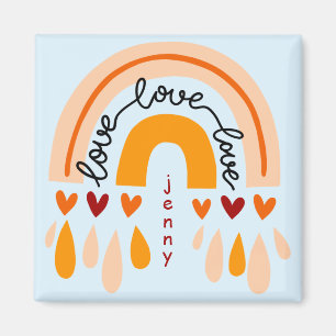 "TUN WAS SIE LIEBE" QUOTE BROWN RETRO BOHO RAINBOW MAGNET