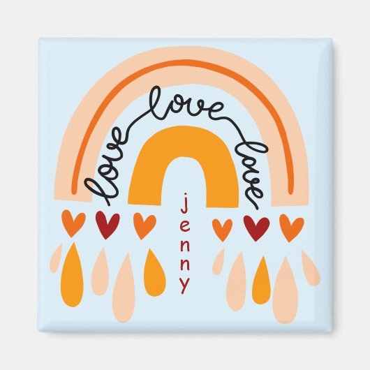 "TUN WAS SIE LIEBE" QUOTE BROWN RETRO BOHO RAINBOW MAGNET (Vorne)