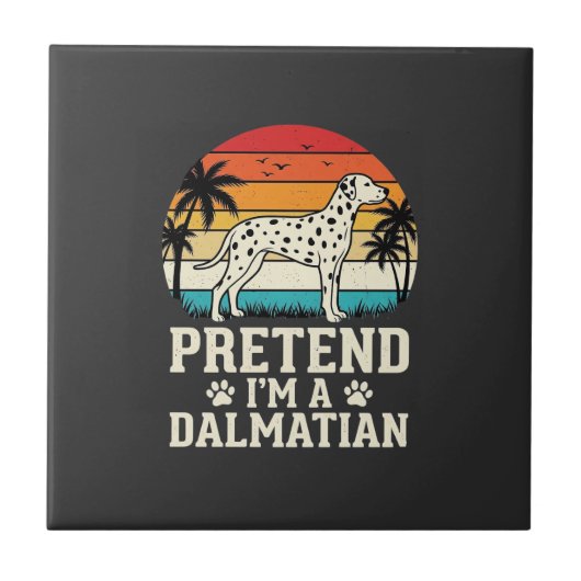 Tun wir so, als wäre ich ein Dalmatiner Retro-Hund Fliese (Vorderseite)