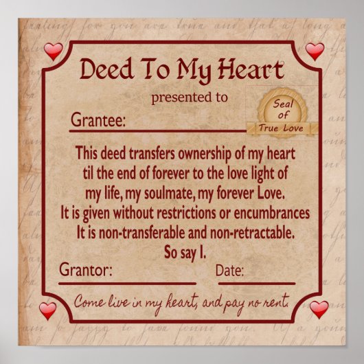 TUN ZU MEINEM HERZEN _ EINE romantische Erklärung Poster (Vorne)