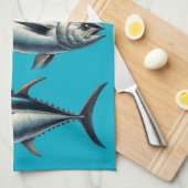 Tuna Fish Blue Teetuch Geschirrtuch (Viertel Falte)