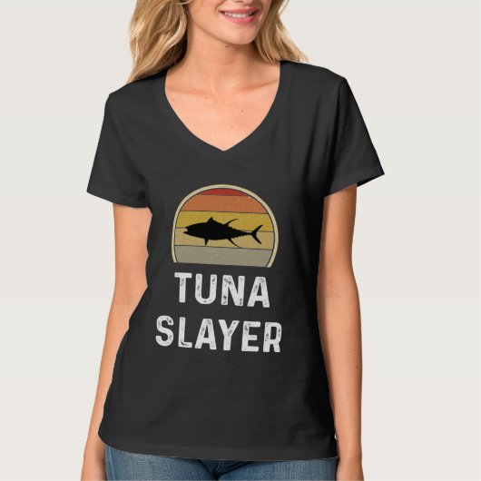 Tuna Slayer Fishing Fisherman Retro Fish T-Shirt (Vorderseite)