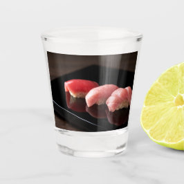 Tuna Trio on Black – Elegant Sushi Glass by SUSHIM Schnapsglas