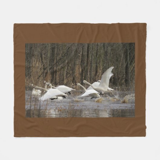 Tundra-Schwan-Vogel-Tier-TierFleece-Decke Fleecedecke (Vorderseite (Horizontal))
