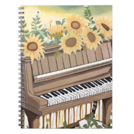 Tune in Bloom | Aquarell Sonnenblume Floral Piano Notizblock