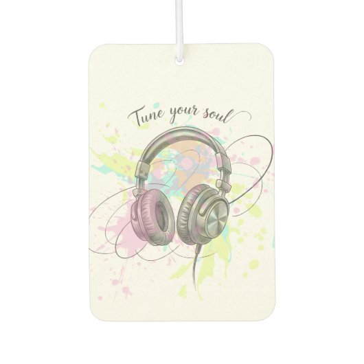 Tune Into Your Soul Headphones Watercolor Art Autolufterfrischer (Vorderseite)