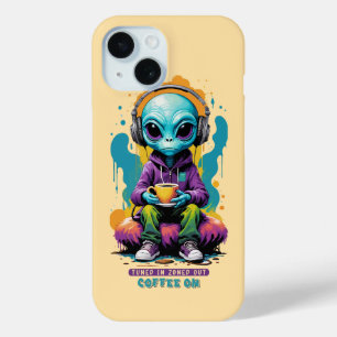 Tuned in Zoned out Coffee On Niedliche Alien Art Case-Mate iPhone Hülle