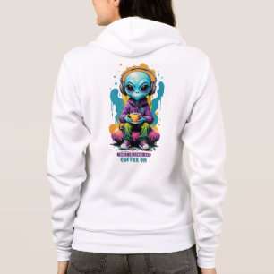 Tuned in Zoned out Coffee On Niedliche Alien Art Hoodie