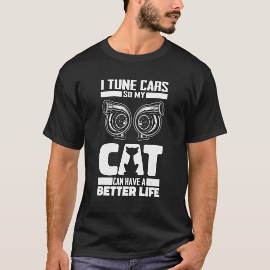 Tuner Cat Workshop Garage Mechanic Auto Tuning T-Shirt (Vorderseite)
