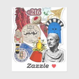 Tunesien Collage Sticker Design Tunesische Kultu