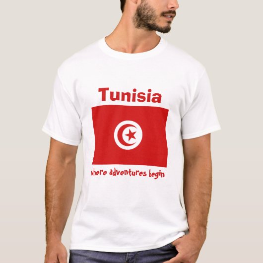 Tunesien-Flagge + Karte + Text-T - Shirt (Vorderseite)