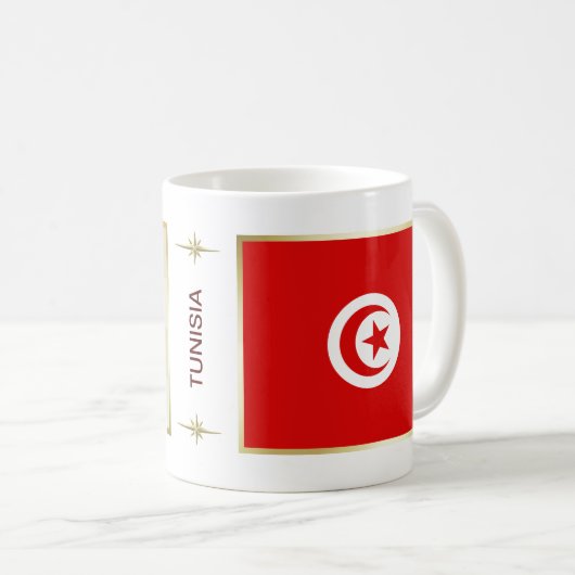 Tunesien-Flagge + Karten-Tasse Kaffeetasse (VorderseiteRechts)