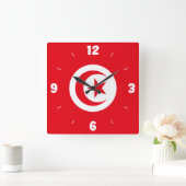 Tunesien Flaggen Rotes Weißes Halbmond Sterne Zahl Quadratische Wanduhr (Zuhause)