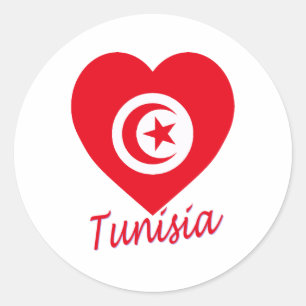Tunesien Flaggenherz Runder Aufkleber