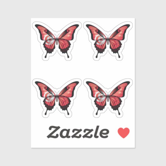 Tunesien Frack Butterfly Flag Aufkleber (Blatt)