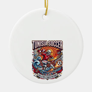 Tunesien Fußball Skelett Stürmer Nationen Premium  Keramik Ornament