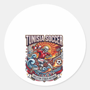 Tunesien Fußball Skelett Stürmer Nationen Premium  Runder Aufkleber