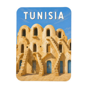 Tunesien Illustration Reise Kunst Vintage Magnet
