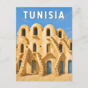 Tunesien Illustration Reise Kunst Vintage Postkarte