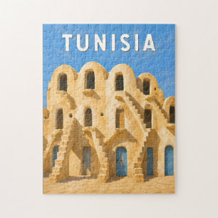 Tunesien Illustration Reise Kunst Vintage Puzzle