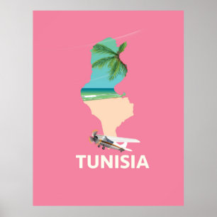 Tunesien-Karte Reiseplakat Poster