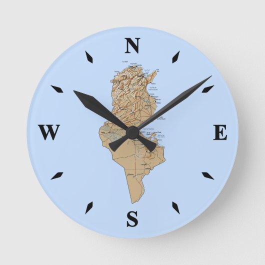 Tunesien Map Clock Runde Wanduhr (Vorderseite)
